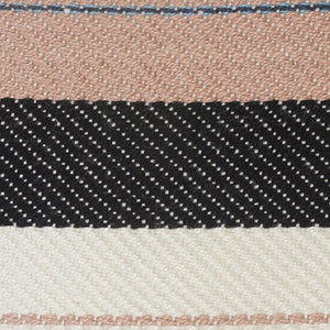 20" White Polyester Striped Indoor Outdoor Pouf Ottoman