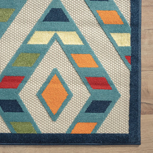 2' X 3' Blue Striped Non Skid Indoor Outdoor Area Rug