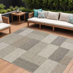 5' X 7' Gray Geometric Handmade Indoor Outdoor Area Rug