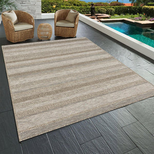 5' X 7' Gray Striped Handmade Indoor Outdoor Area Rug