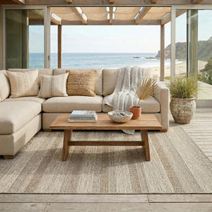 5' X 7' Gray Striped Handmade Indoor Outdoor Area Rug