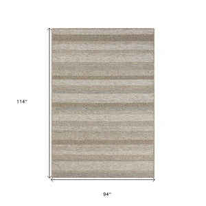 5' X 7' Gray Striped Handmade Indoor Outdoor Area Rug