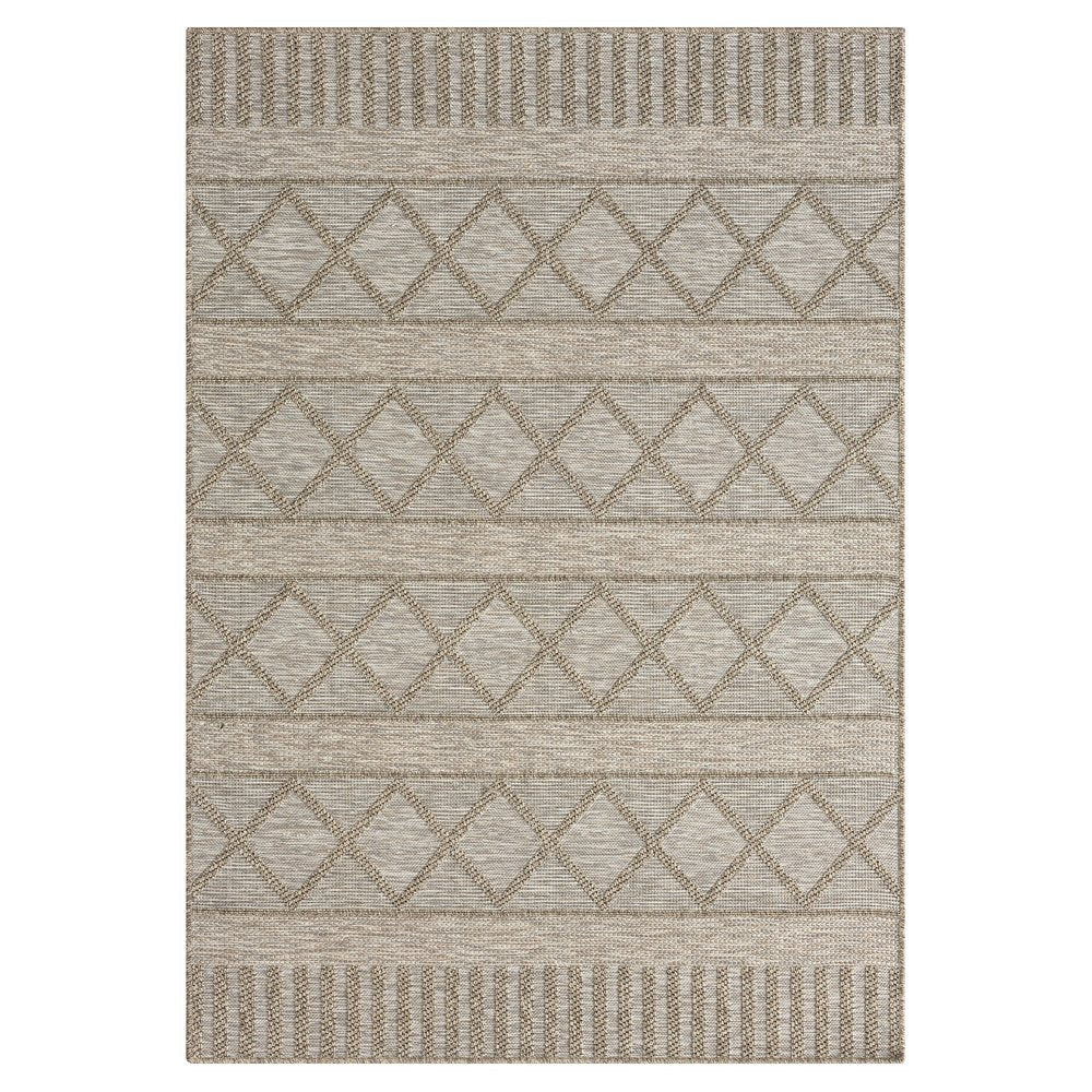 5' X 7' Gray Striped Handmade Indoor Outdoor Area Rug