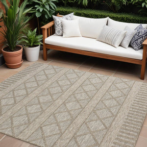 5' X 7' Gray Striped Handmade Indoor Outdoor Area Rug