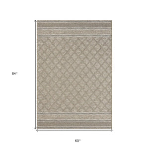 5' X 7' Gray Geometric Handmade Indoor Outdoor Area Rug