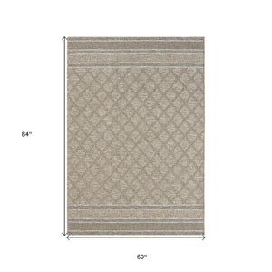 5' X 7' Gray Geometric Handmade Indoor Outdoor Area Rug