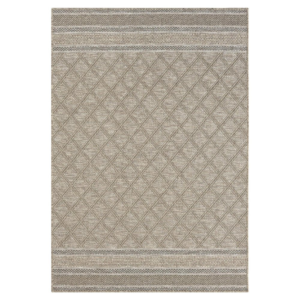 5' X 7' Gray Geometric Handmade Indoor Outdoor Area Rug