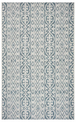 2' X 3' Blue Damask Indoor Outdoor Area Rug