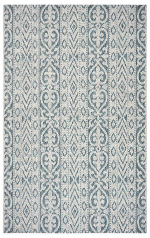 2' X 3' Blue Damask Indoor Outdoor Area Rug