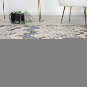 5' X 7' Blue And Ivory Chevron Indoor Outdoor Area Rug