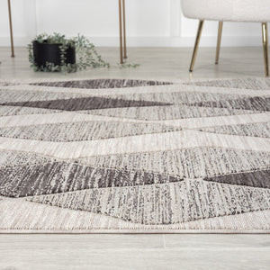 5' X 7' Blue and Gray Abstract Geometric Indoor Outdoor Area Rug
