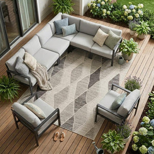 8' X 9' Gray Geometric Indoor Outdoor Area Rug