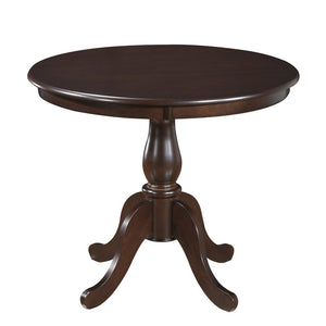 36" Espresso Rounded Solid Manufactured Wood And Solid Wood Pedestal Base Dining Table