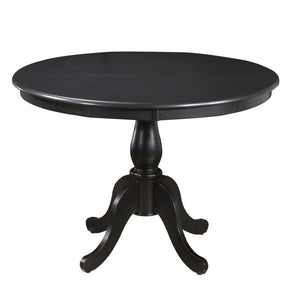 42" Black Wood Pedestal Base Round Top Dining Table