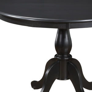 42" Black Wood Pedestal Base Round Top Dining Table