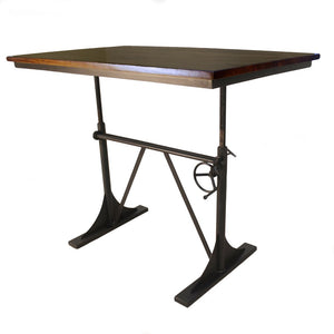 48" Brown And Black Solid Wood And Iron Trestle Base Dining Table