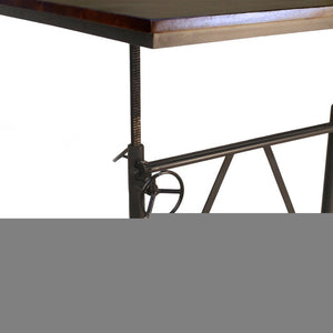 48" Brown And Black Solid Wood And Iron Trestle Base Dining Table