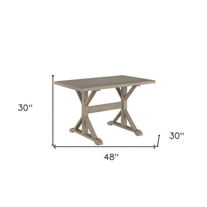 48" Gray Solid Wood Trestle Base Dining Table
