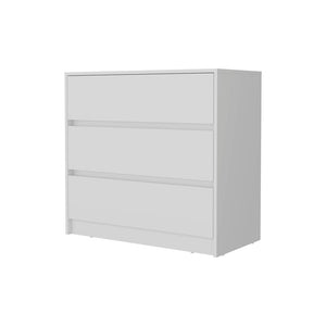 33" White Wood Three Drawer Dresser