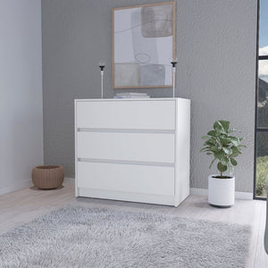 33" White Wood Three Drawer Dresser