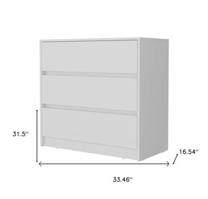 33" White Wood Three Drawer Dresser