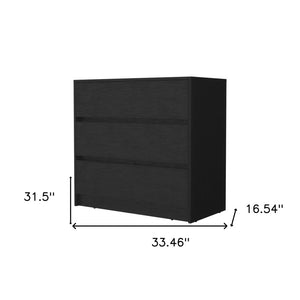 33" Black Wood Three Drawer Dresser