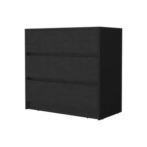 33" Black Wood Three Drawer Dresser