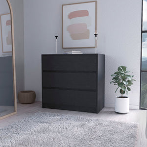 33" Black Three Drawer Dresser