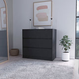 33" Black Three Drawer Dresser