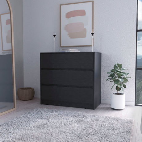 33" Black Three Drawer Dresser