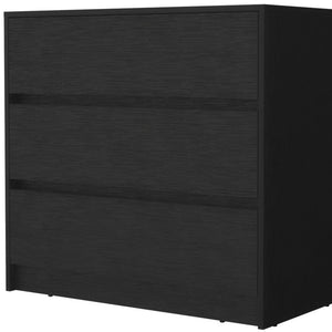 33" Black Wood Three Drawer Dresser
