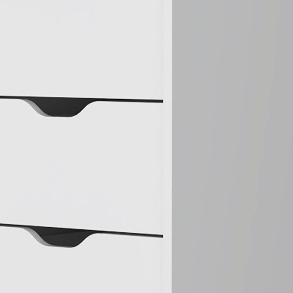 18" White Wood Five Drawer Dresser