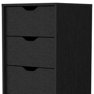 18" Black Wood Five Drawer Dresser