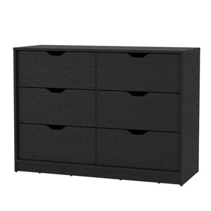 42" Black Wood Two Drawer Double Dresser