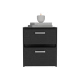 19" Black Wood Two Drawer Nightstand