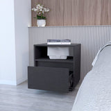 21" Black Wood One Drawer Nightstand with Integrated Tech