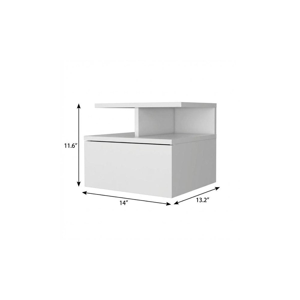 12" Wood One Drawer Floating Nightstand