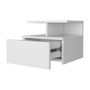 12" Wood One Drawer Floating Nightstand