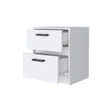 19" White Wood Two Drawer Nightstand with Integrated Tech