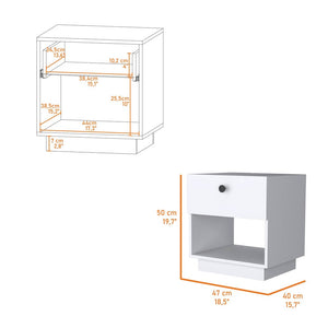 20" White Wood One Drawer Nightstand with Integrated Tech