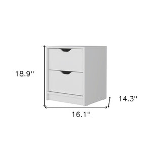 19" White Wood Two Drawer Nightstand with Integrated Tech
