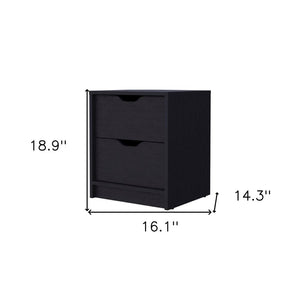 19" Black Wood Two Drawer Nightstand with Integrated Tech
