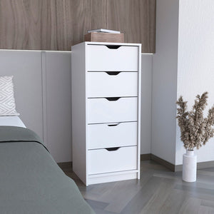 18" White Five Drawer Dresser