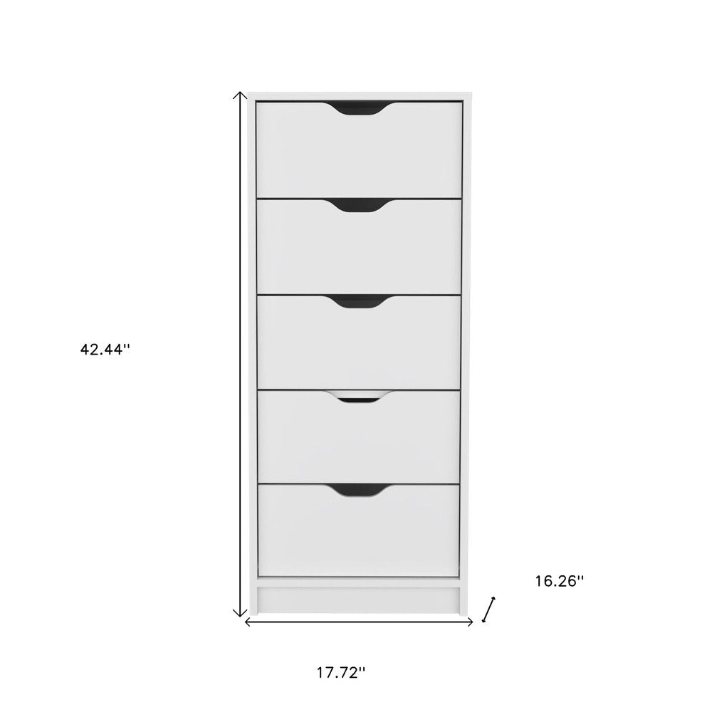 18" White Five Drawer Dresser