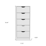 18" White Five Drawer Dresser