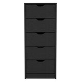 18" Black Charcoal Manufactured Wood Five Drawer Tall and Narrow Dresser