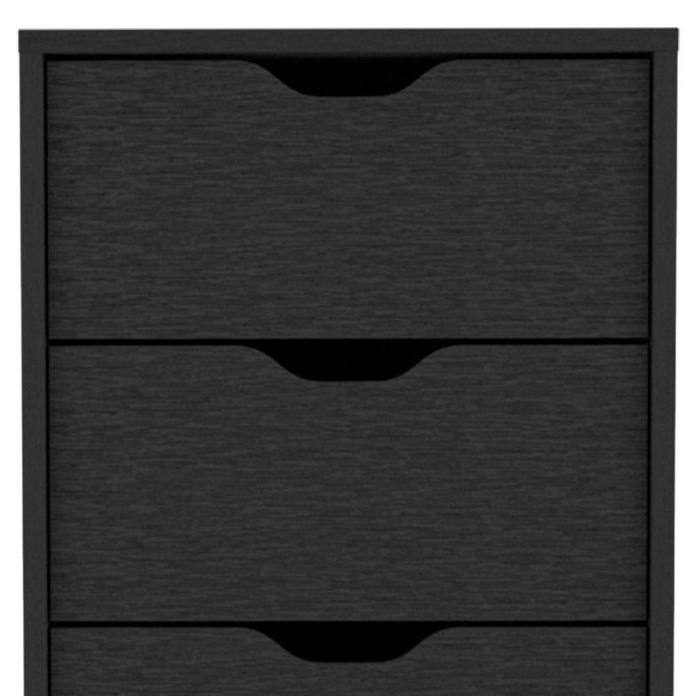 18" Black Charcoal Manufactured Wood Five Drawer Tall and Narrow Dresser