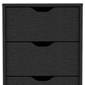 18" Black Charcoal Manufactured Wood Five Drawer Tall and Narrow Dresser