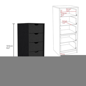 18" Black Charcoal Manufactured Wood Five Drawer Tall and Narrow Dresser