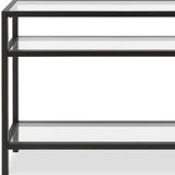 42" Clear and Black Glass Console Table With Shelves
